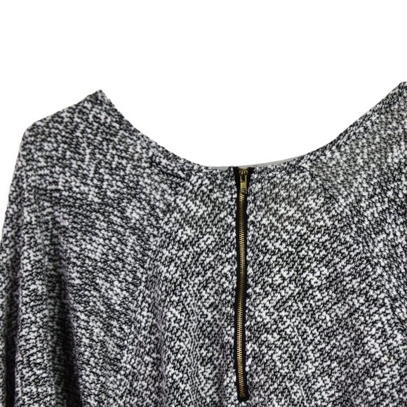 Almost Famous Top L Womens Grey Back Zipper 3/4 Sleeve Cotton Blend Knit Loose - Picture 8 of 9